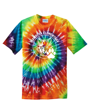 Custom Printed Apparel | Adult Unisex Custom T-Shirt - Rainbow Tie Dye | Hiawatha Elementary - Hiawatha - 19349
