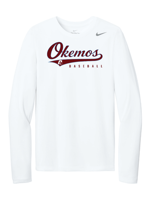 Custom Printed Apparel | Adult Unisex Custom T-Shirt - White Nike Long Sleeve | Okemos Baseball - Okemos Baseball 26 R1 - 19118
