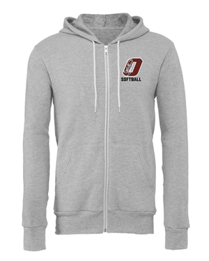 Custom Printed Apparel | Adult Unisex Custom Zip Up Hoodie - Grey | Okemos Softball - OHS Softball - 19026