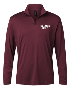 Custom Printed Apparel | Adult Unisex Performance 1/4 Zip - Maroon | Okemos Golf - Okemos Golf - 19111
