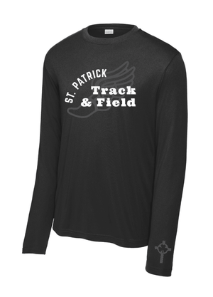 Custom Printed Apparel | Adult Unisex T-Shirt - Black Performance Long Sleeve | St. Patrick Track & Field - SP Track & Field - 19067