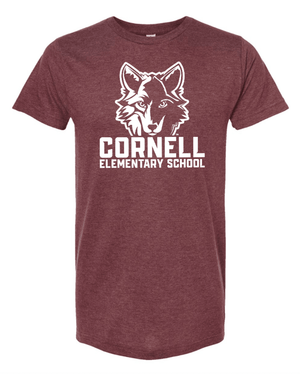 Custom Printed Apparel | Adult Unisex T-Shirt - Heather Maroon | Cornell Elementary Spirit Wear - Cornell Elementary