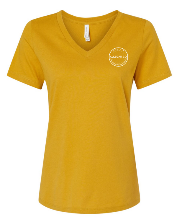 MDHHS Gear - Allegan & Barry Co. -- Women's Relaxed V-Neck Tee (Circle Logo Design) (Multiple Colors Available)