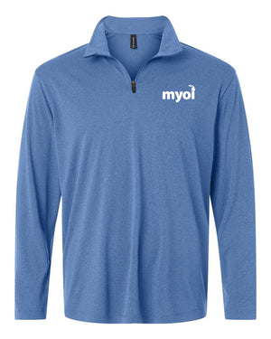 MYOI Allegan/Barry Fall Fundraiser Quarter Zip Heather Royal front view