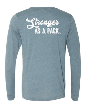 Okemos Fall Staff Shop Long Sleeve Heather Slate back view