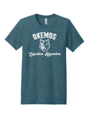 Okemos Fall Staff Shop T-Shirt Heather Slate front view