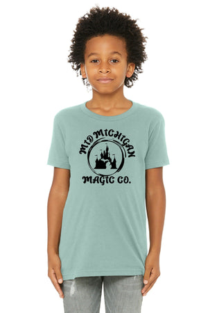 Mid-Michigan Magic Company T-Shirt Dusty Blue front view