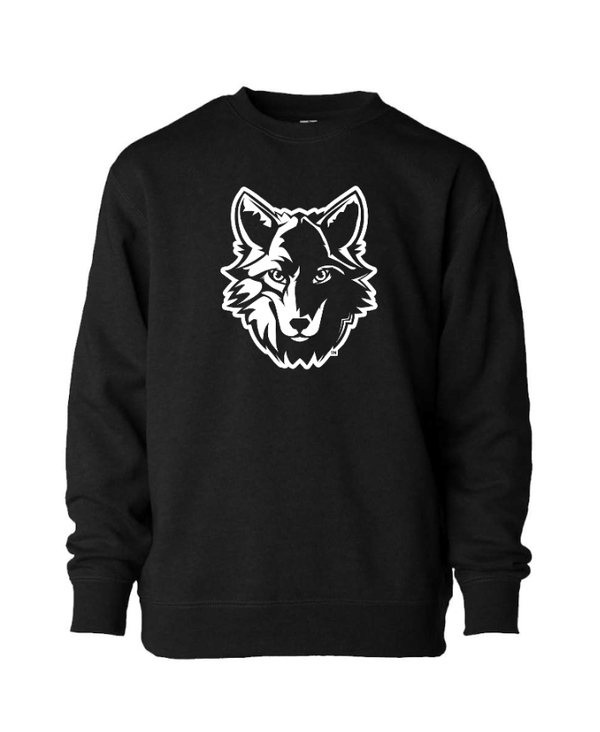 Custom Apparel - Screen Printing - Bennett Woods Elementary - Youth Lightweight Special Blend Crewneck Sweatshirt (Black / Orchid) - Bennett Woods Elementary - 17612
