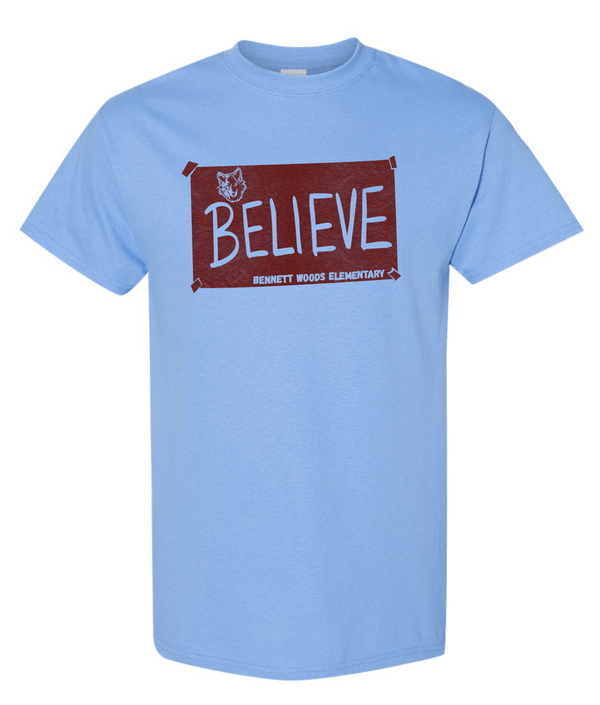 Custom Apparel - Screen Printing - Bennett Woods | Staff Shirt 2023 - 2024 Believe - Bennett Woods - 14525