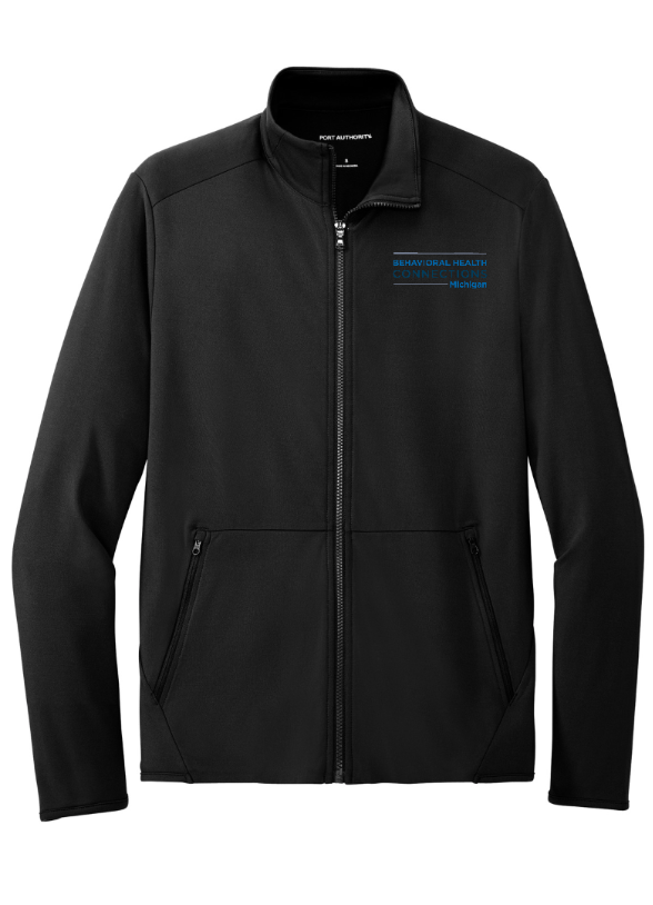 Custom Apparel - Screen Printing - BHC Michigan Holiday Apparel - Embroidered Stretch Fleece Full Zip (Pewter / Navy / Black) - BHC Michigan Holiday Apparel - 17011
