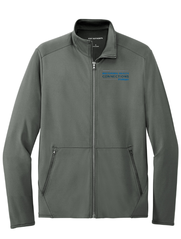 Custom Apparel - Screen Printing - BHC Michigan Holiday Apparel - Embroidered Stretch Fleece Full Zip (Pewter / Navy / Black) - BHC Michigan Holiday Apparel - 17011