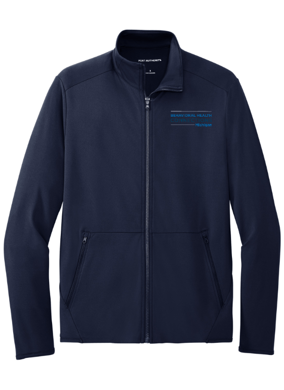 Custom Apparel - Screen Printing - BHC Michigan Holiday Apparel - Embroidered Stretch Fleece Full Zip (Pewter / Navy / Black) - BHC Michigan Holiday Apparel - 17011