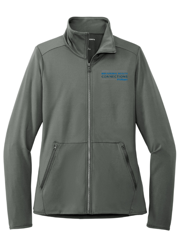 Custom Apparel - Screen Printing - BHC Michigan Holiday Apparel - Ladies Embroidered Stretch Fleece Full Zip (Navy / Pewter / Black) - BHC Michigan Holiday Apparel - 17011