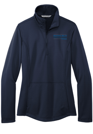 Custom Apparel - Screen Printing - BHC Michigan Holiday Apparel - Women's Embroidered Smooth Fleece 1/4 Zip (Graphite / Black / Navy) - BHC Michigan Holiday Apparel - 17011