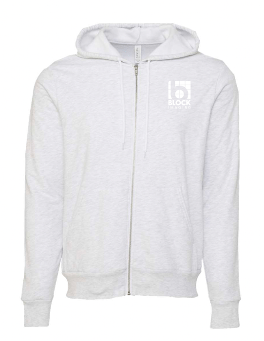 Custom Apparel - Screen Printing - Block Imaging - Embroidered Fleece Full Zip Hoodie - Black / Ash / Maroon / Navy - Block