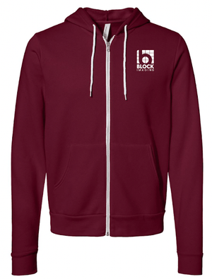 Custom Apparel - Screen Printing - Block Imaging - Embroidered Fleece Full Zip Hoodie - Black / Ash / Maroon / Navy - Block