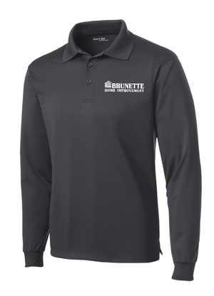 Custom Printed Apparel | Brunette Home Improvement Fall 2025 - Adult Performance Long Sleeve Polo (MULTIPLE COLOR OPTIONS) - Brunette Home Improvement F25 - 18373