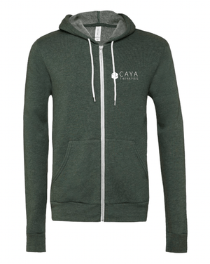 Custom Apparel - Screen Printing - CAYA Therapies - Heather Forest Full Zip Hoodie - CAYA Therapies - 16315