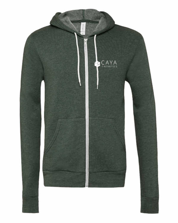 Custom Apparel - Screen Printing - CAYA Therapies - Heather Forest Full Zip Hoodie - CAYA Therapies - 16315