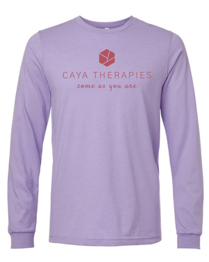 Custom Apparel - Screen Printing - CAYA Therapies - Long Sleeve T-Shirt - Dark Lavender / Dust Blue - CAYA Therapies - 17123
