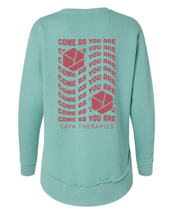 Custom Apparel - Screen Printing - CAYA Therapies - Women's Weekend Fleece Crewneck Sweatshirt - Saltwater / Natural - CAYA Therapies - 17123