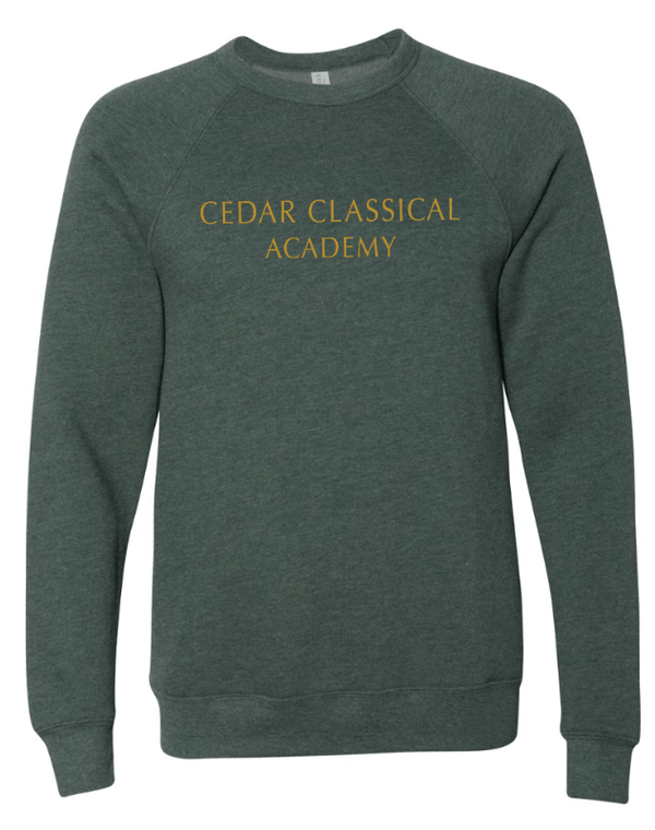 Custom Apparel - Screen Printing - Cedar Classical Academy - Adult Sponge Fleece Raglan Crewneck Sweatshirt - Cedar Classical - 16866