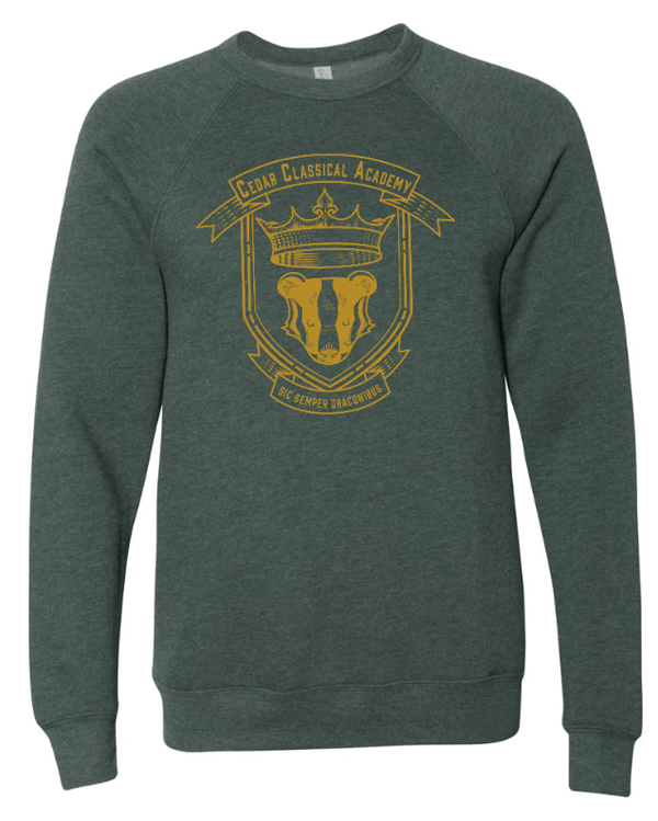Custom Apparel - Screen Printing - Cedar Classical Academy - Adult Sponge Fleece Raglan Crewneck Sweatshirt - Cedar Classical - 16866
