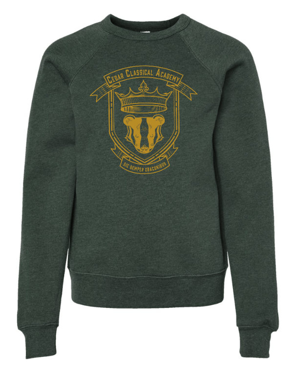 Custom Apparel - Screen Printing - Cedar Classical Academy - Youth Sponge Fleece Crewneck Sweatshirt - Cedar Classical - 16866