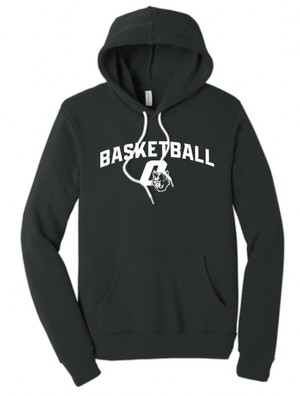 Custom Printed Apparel | CMS Basketball | Adult Unisex Dark Grey Sponge Fleece Hoodie "White Logo" - CMS Basketball - 18871