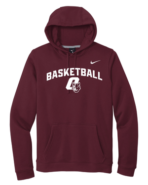 Custom Printed Apparel | CMS Basketball | Adult Unisex Maroon Nike Club Fleece Pullover Hoodie "White Logo" - CMS Basketball - 18871