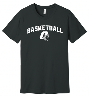 Custom Printed Apparel | CMS Basketball | Adult Unisex T-Shirt "White Logo" (Dark Grey/Maroon) - CMS Basketball - 18871