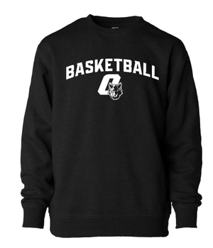 Custom Printed Apparel | CMS Basketball | Youth Black Lightweight Crewneck "White Logo" - CMS Basketball - 18871
