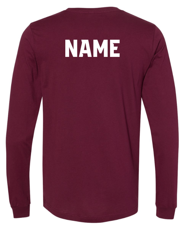 Custom Apparel - Screen Printing - CMS Okemos Volleyball - Adult Long Sleeve T-Shirt Blue/ Maroon PERSONALIZATION AVAILABLE - CMS Okemos Volleyball - 16494
