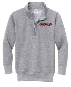 Custom Printed Apparel | CMS Volleyball 2025 - Youth Fleece Quarter Zip Athletic Heather - CMS Volleyball - 18294