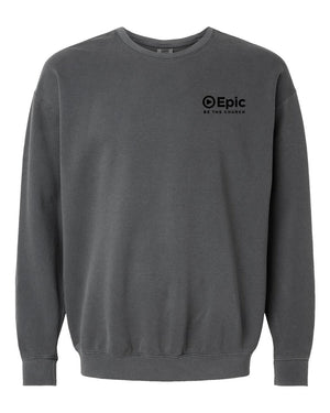 Epic Church 20th Anniversary Crewneck Pepper front view