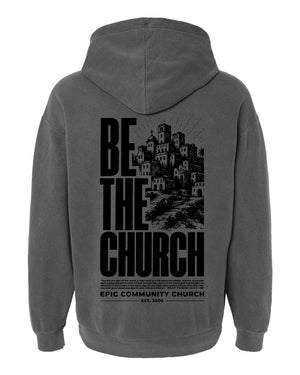 Epic Church 20th Anniversary Hoodie Pepper back view