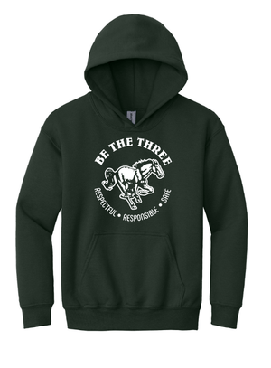 Custom Apparel - Screen Printing - Coopersville - Be the Three - Youth Heavy Blend Hoodie (Dark Grey / Forest) - Coopersville - Be the Three - 16774