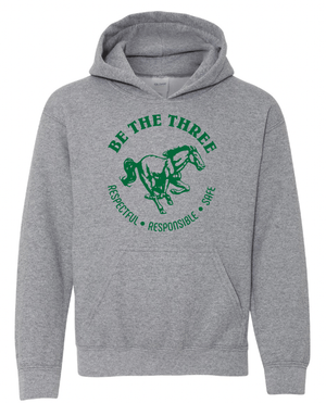 Custom Apparel - Screen Printing - Coopersville - Be the Three - Youth Heavy Blend Hoodie (Dark Grey / Forest) - Coopersville - Be the Three - 16774