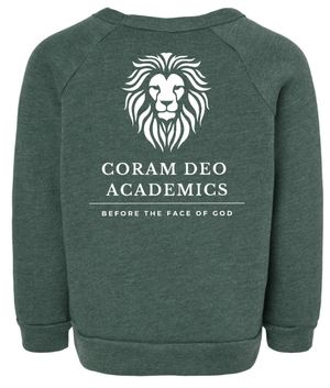 Custom Printed Apparel | Coram Deo Fall 2025 - Toddler Crewneck Sweatshirt (Navy/Forest Green) - Coram Deo Fall 2025 - 18452