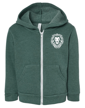 Custom Printed Apparel | Coram Deo Fall 2025 - Toddler Full Zip Hooded Sweatshirt (Forest Green/Navy) - Coram Deo Fall 2025 - 18452