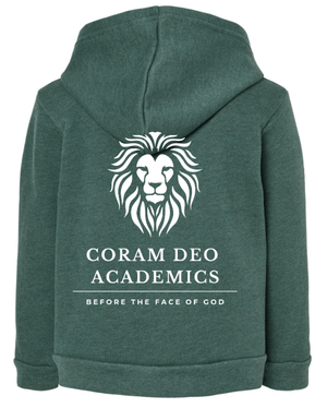 Custom Printed Apparel | Coram Deo Fall 2025 - Toddler Hooded Sweatshirt (Forest Green/Navy) - Coram Deo Fall 2025 - 18452
