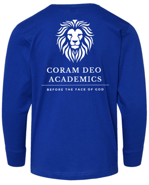 Custom Printed Apparel | Coram Deo Fall 2025 - Youth Royal Long Sleeve Tee - Coram Deo Fall 2025 - 18452