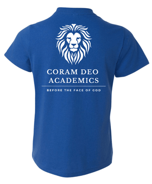 Custom Printed Apparel | Coram Deo Fall 2025 - Youth T-Shirt (Royal/Maroon) - Coram Deo Fall 2025 - 18452