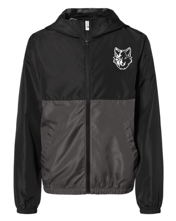 Custom Apparel - Screen Printing - Cornell Elementary Summer 2025 - Youth Lightweight Windbreaker Jacket **Black with Graphite / Black** - Cornell Summer 2025 - 17926