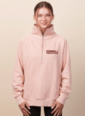 Custom Printed Apparel | Cornell Winter 2025 - Women's Sweatshirt 1/4 Zip Pullover (Pink/Grey) - Cornell Winter 2025 - 18595