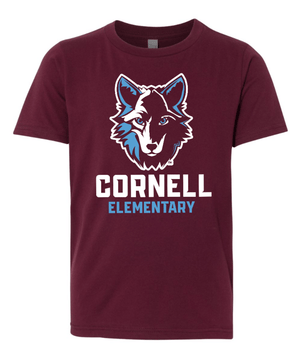 Custom Printed Apparel | Cornell Winter 2025 - Youth Maroon Cornell T-Shirt - Cornell Winter 2025 - 18595
