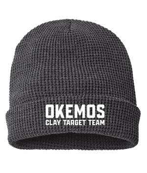 Custom Printed Apparel | Custom Beanie - Charcoal Cuffed Waffle Knit | Okemos Clay Target Team - Okemos Clay Target - 19202