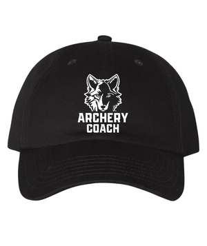 Custom Printed Apparel | Custom Hat - Black Unstructured Style | Okemos Archery Coaches - Okemos Archery Coaches - 19146