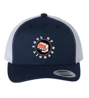 Custom Printed Apparel | Custom Hat - Navy/White Snapback Trucker | Soul of Detroit - Soul of Detroit - 19556