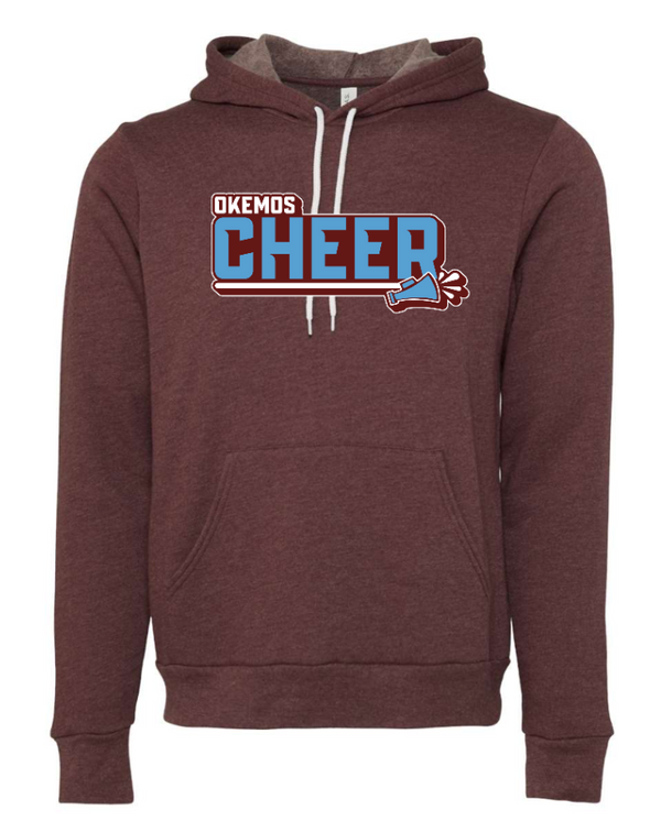 Okemos Cheer Winter 2024 - Adult Fleece Hoodie (Black, Maroon) PERSONALIZATION OPTIONAL